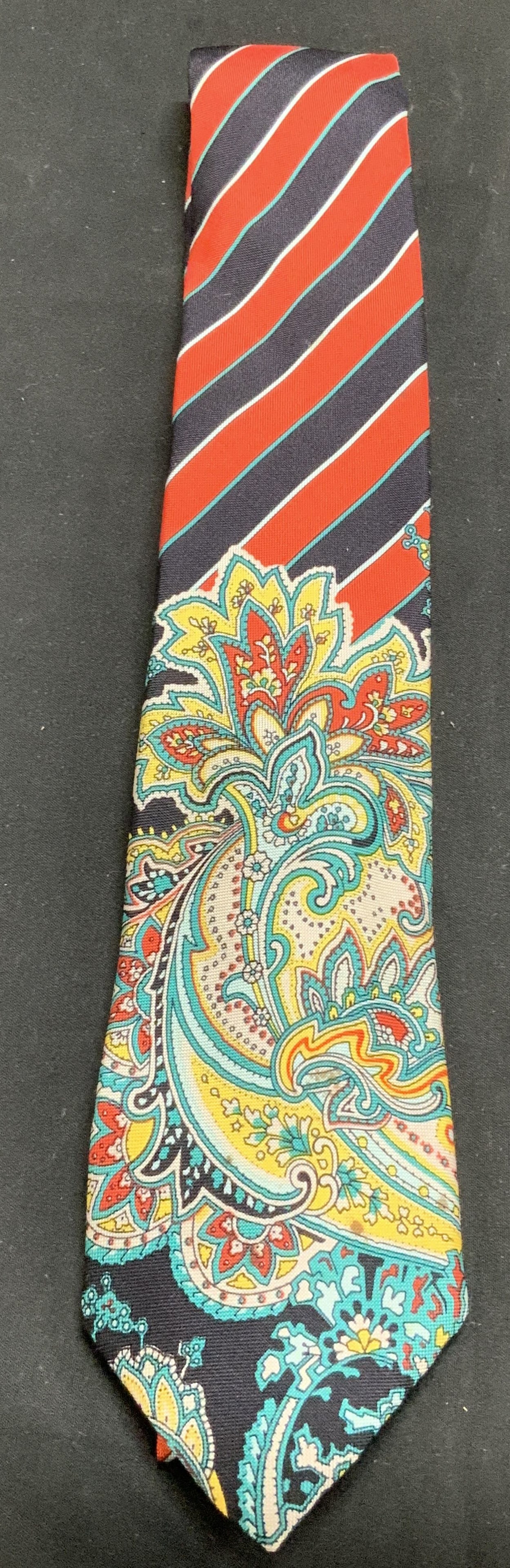 Kenzo Striped & Paisley Silk Scarf ITALY (1 of 6)