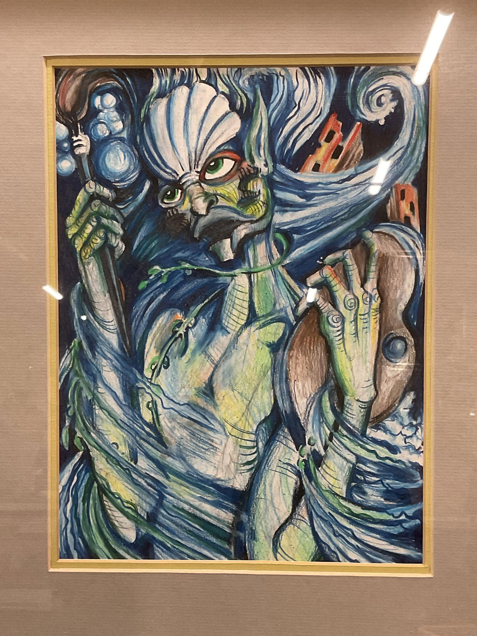 Framed Fantasy Creature Drawing (1 of 6)