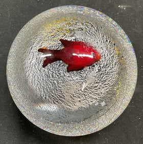Art Glass Silver Leaf Fish Paperweight