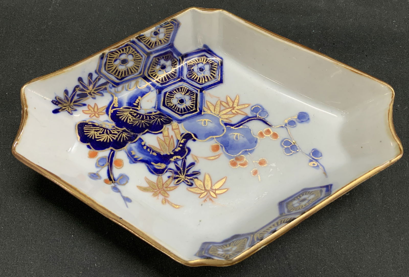 Vntg Imari Style Porcelain Floral Footed Dish (1 of 6)