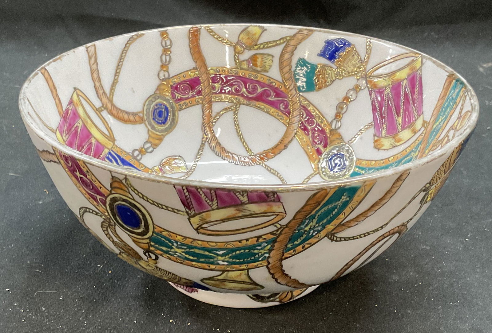 Vintage Gilt Porcelain Drum & Horn Bowl (1 of 6)