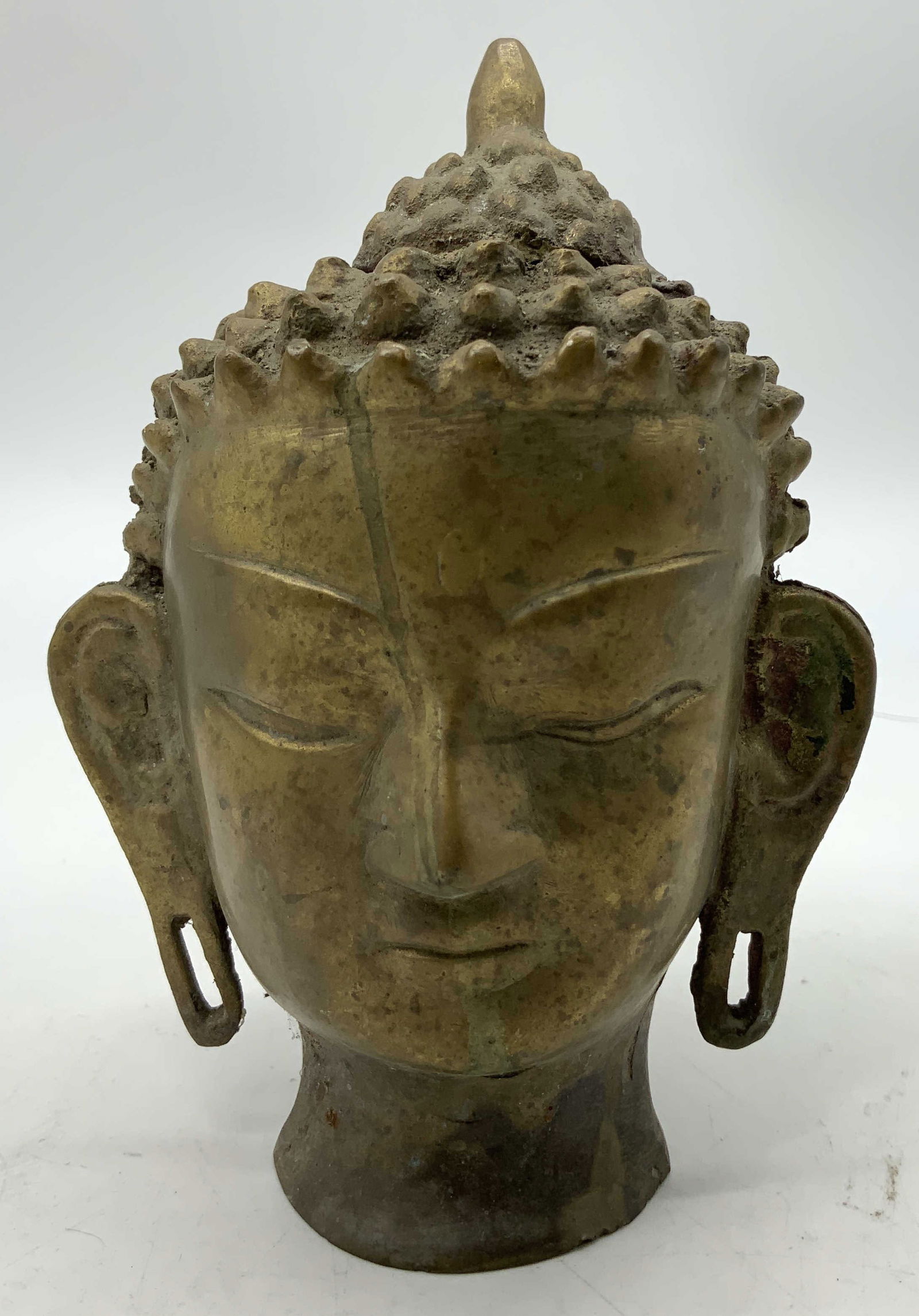Antique Brass Buddha Head Sculpture INDIA (1 of 6)