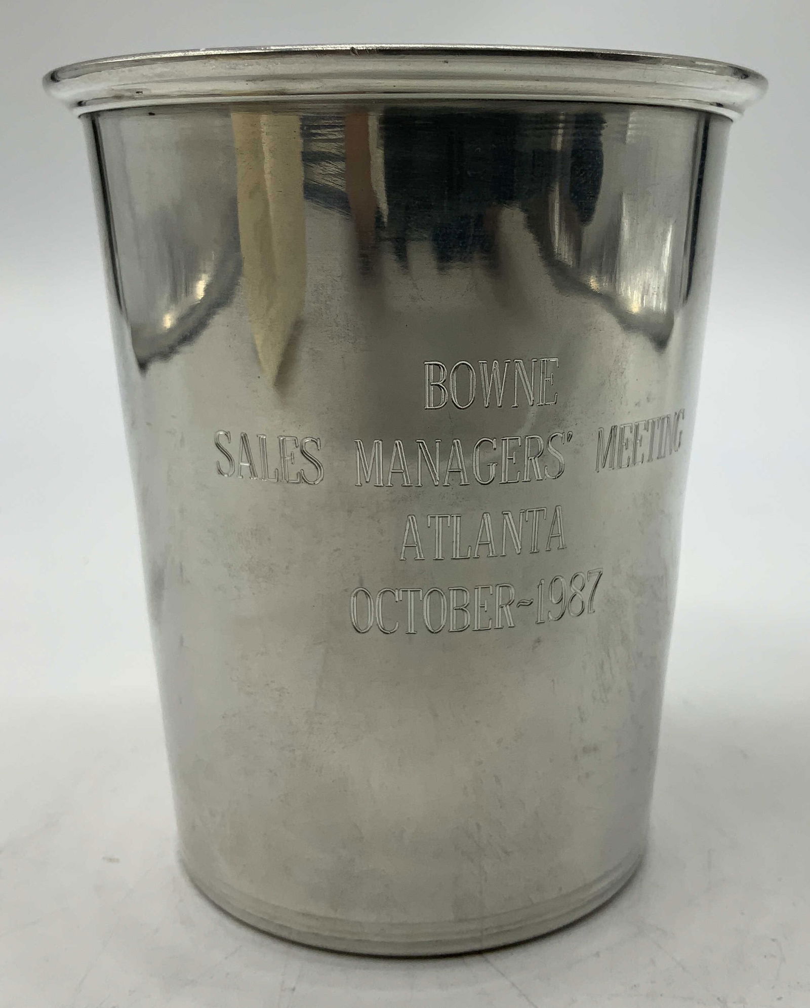 Vntg 1987 Silver Plated Engraved Mint Julep Cup (1 of 6)