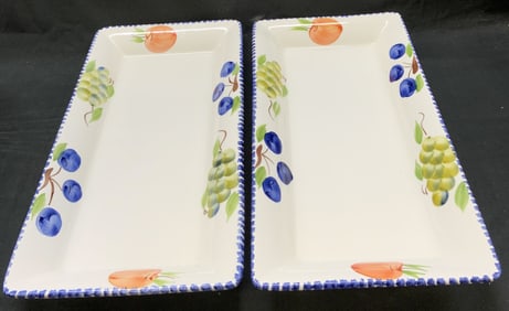 Pair JRM CERAMICA Fruit Rectangular Platter ITALY