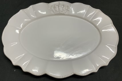 Vntg Blue Sky Crown Scalloped Serving Platter