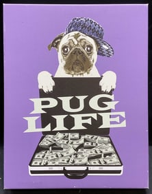 Pug Life Dog Money Canvas Litho Print