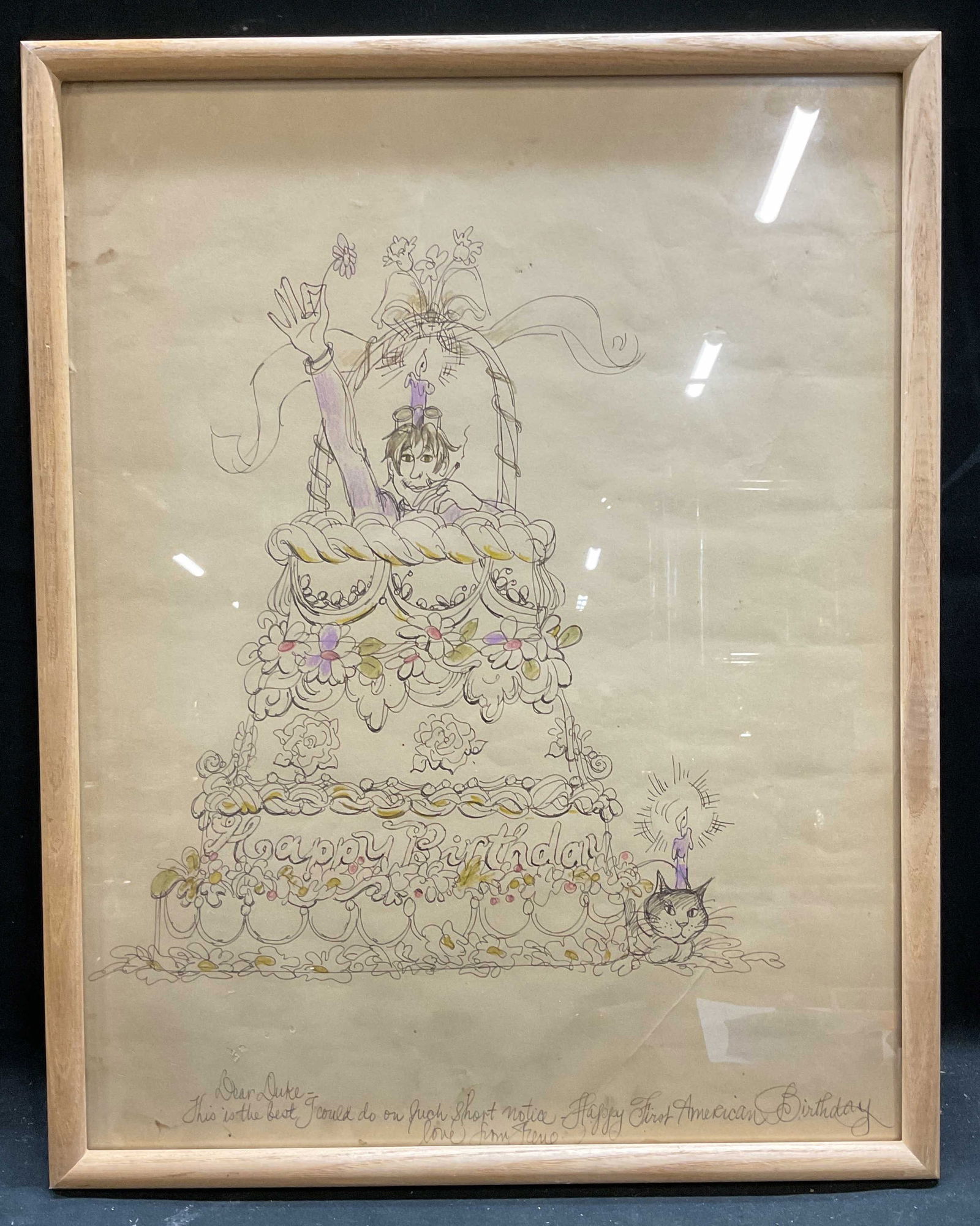 Signed Reno Happy Birthday Color Drawing (1 of 6)