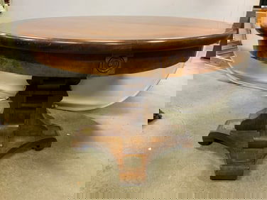 Vtg American Empire St Round Pedestal Dining Tbl