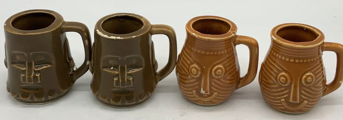 Lot 4 Vntg Ceramic Tiki Face Mini Mugs JAPAN