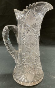 Vintage Hand Cut ABP Style Glass Pitcher