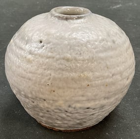 Sgn Vintage Handmade White Glaze Pottery Vase