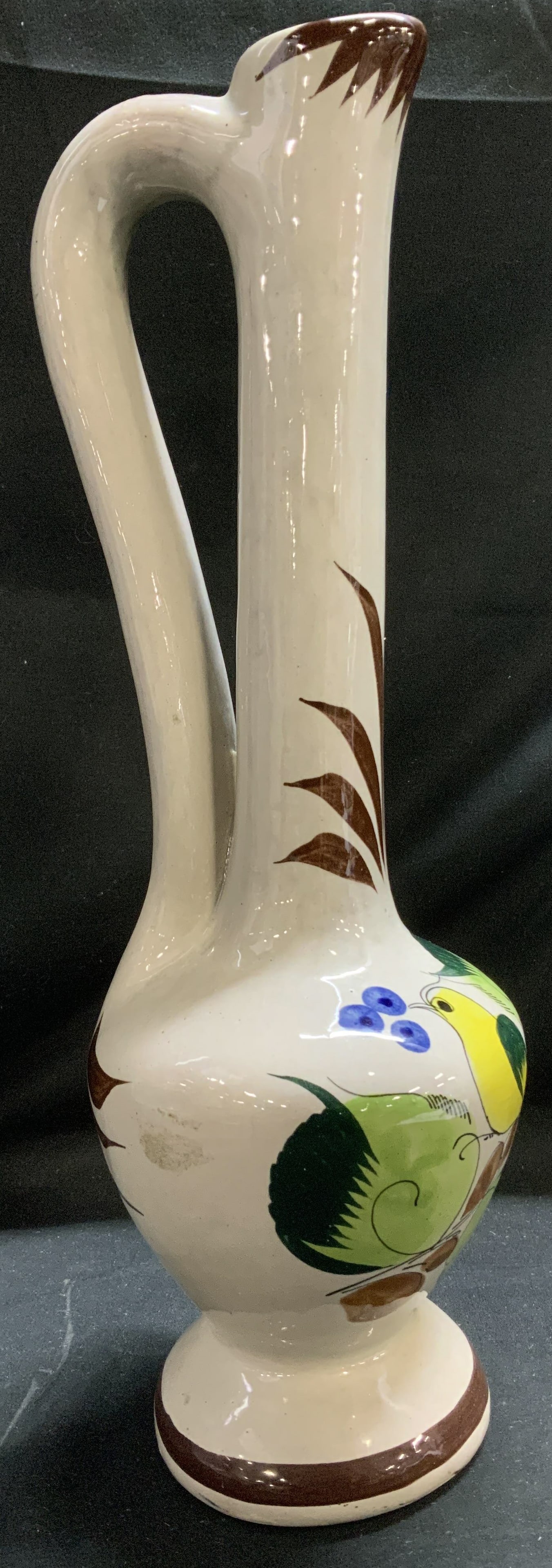 Folk Art Hand Painted Ceramic Jug W Bird Motifs (1 of 7)