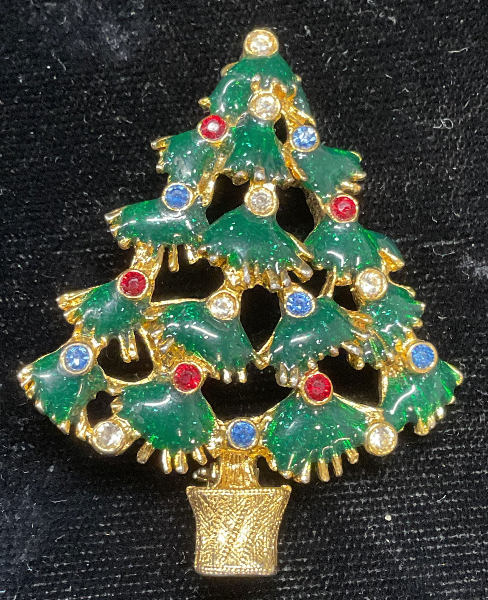 Enamel Crystal Christmas Tree Brooch Pendant (1 of 6)