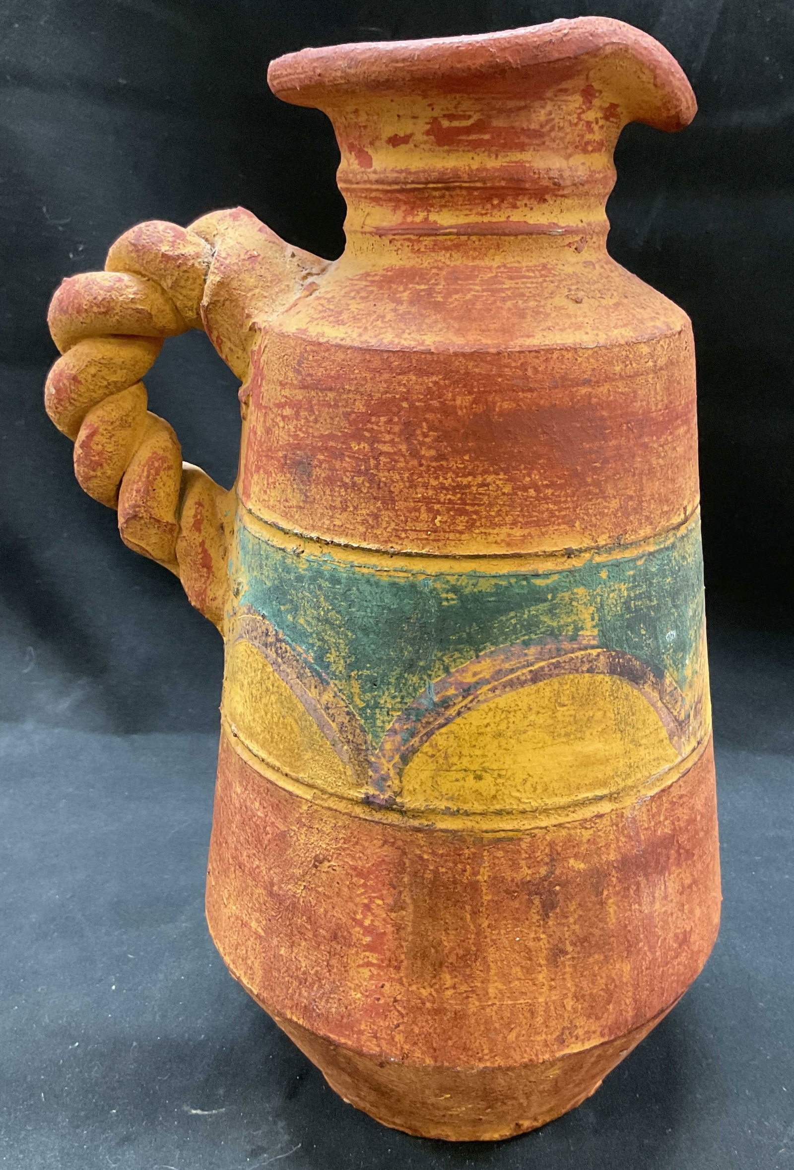 Vtg Hand Painted Redware Pottery Jug Vase Vessel (1 of 7)