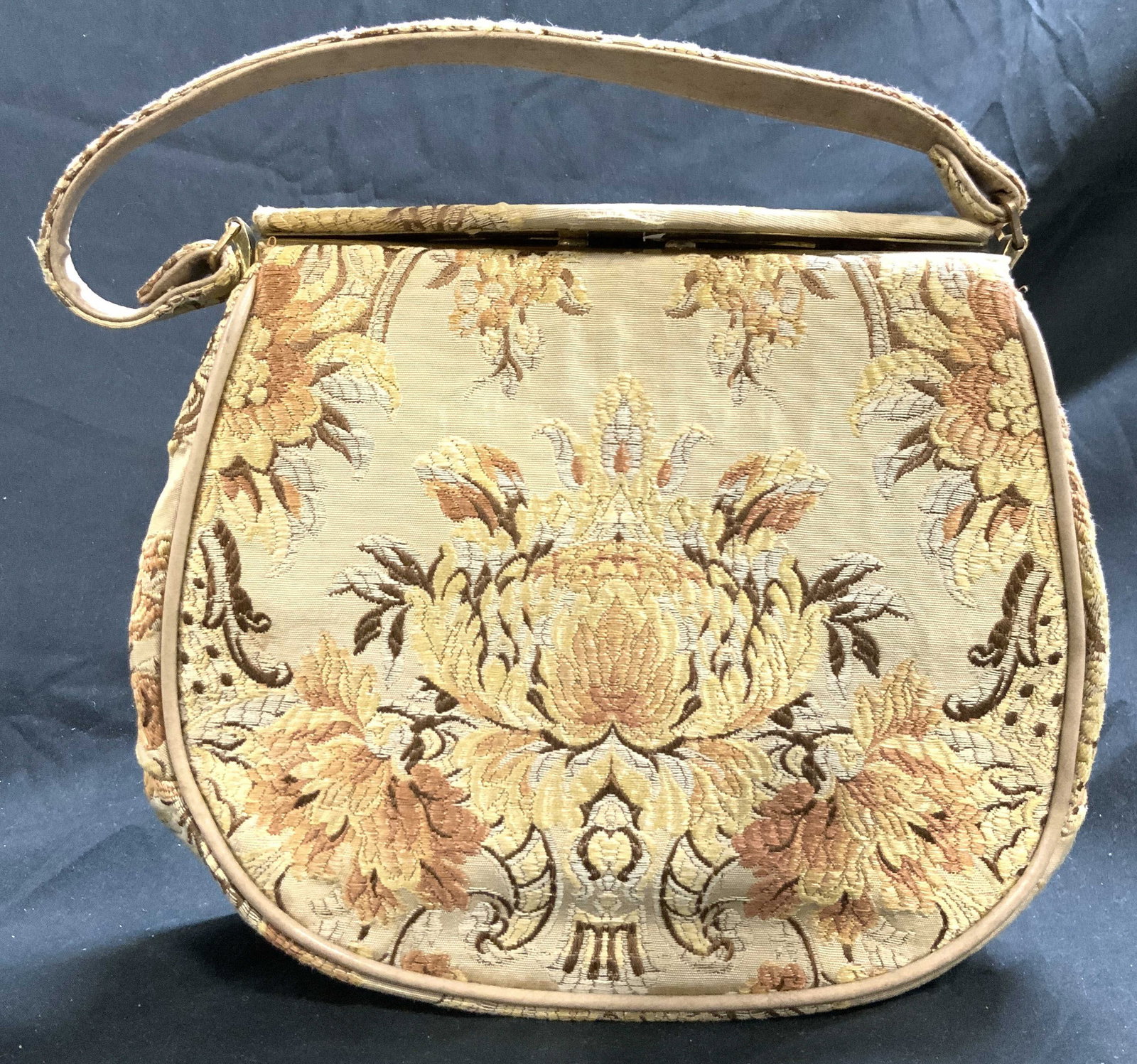 Mel Ton Floral Embroidered Purse & Coin Pouch: Interior is trademarked MEL TON. Embroidered tapestry purse with multi toned floral and leaf detail. Purse has strap. Interior has 2 open pockets and 1 zippered pocket. Lot also includes coin pouch. M