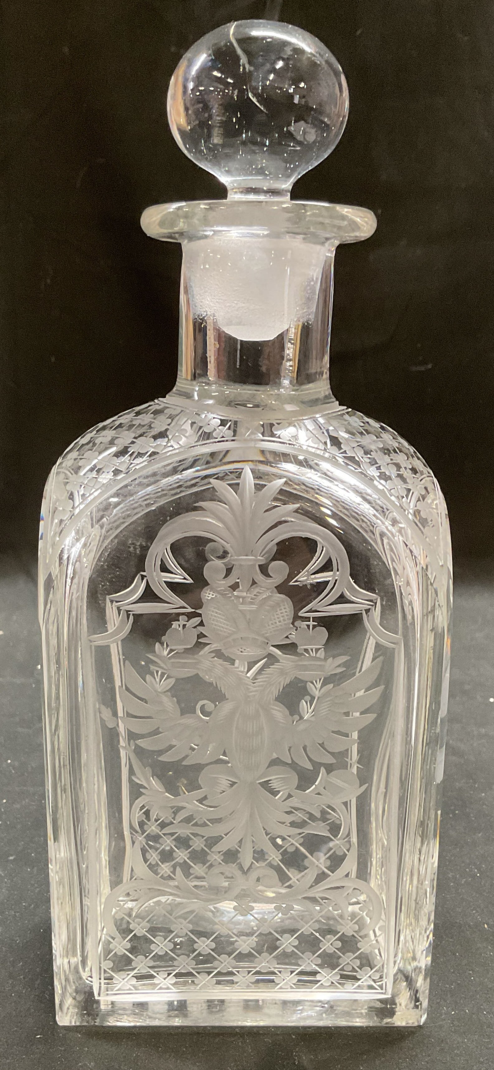 Vintage Russian Hand Etched Glass Decanter (1 of 7)
