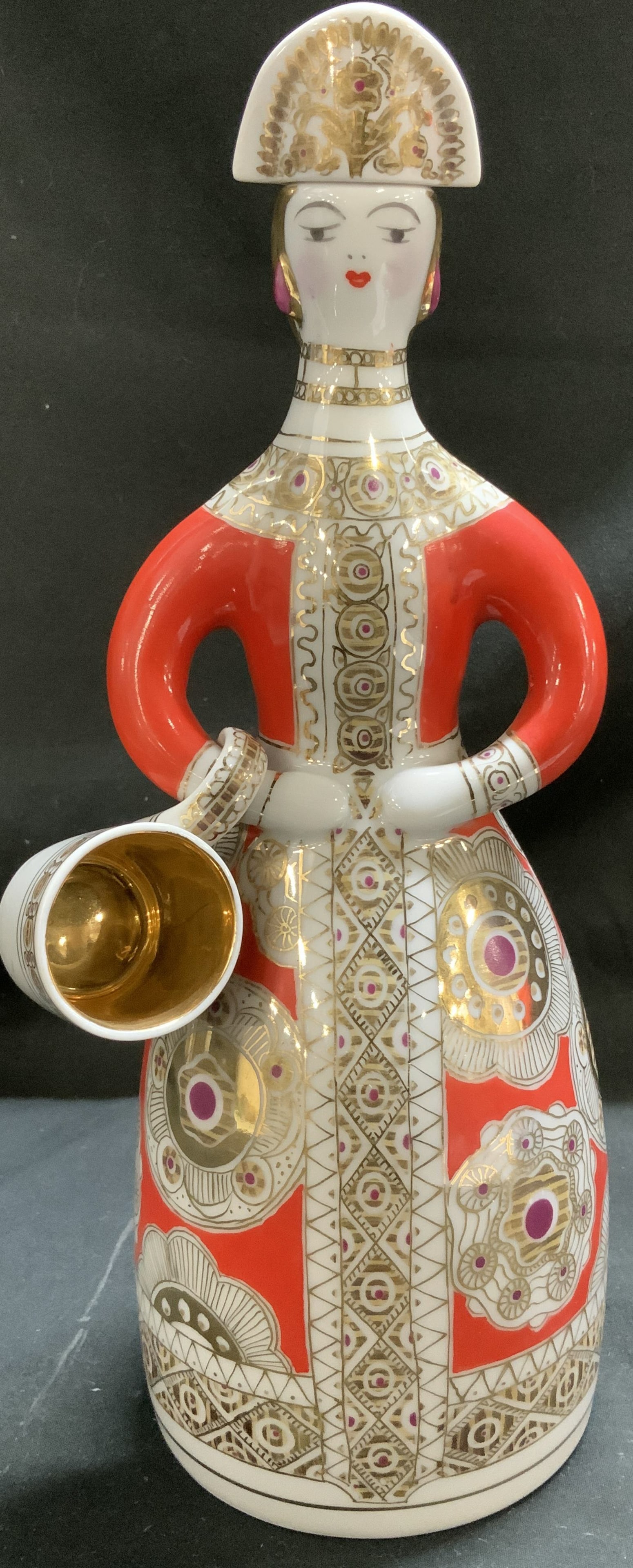 Lomonosov Girl in Red Dress Porc Decanter RUSSIA (1 of 7)