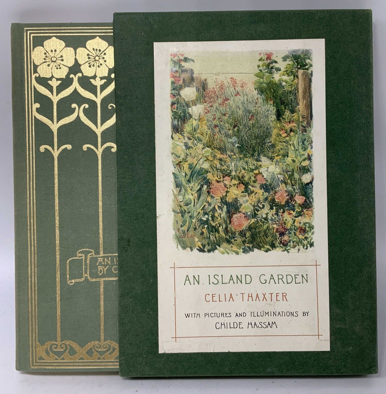 1988 An Island Garden Illustr Book THAXTER: An Island Garden by Celia Thaxter. With pictures & illuminations by Childe Hassam. Introduction by Allen Lacy. Houghton Mifflin Company. Boston. Copyright 1988 BY ALLEN LACY. Boxed hardcover. Surface