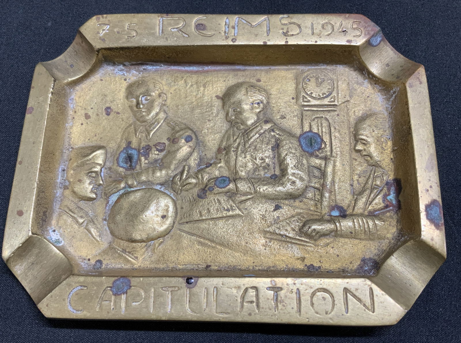 World War II Commemorative Reims Brass Ashtray (1 of 7)