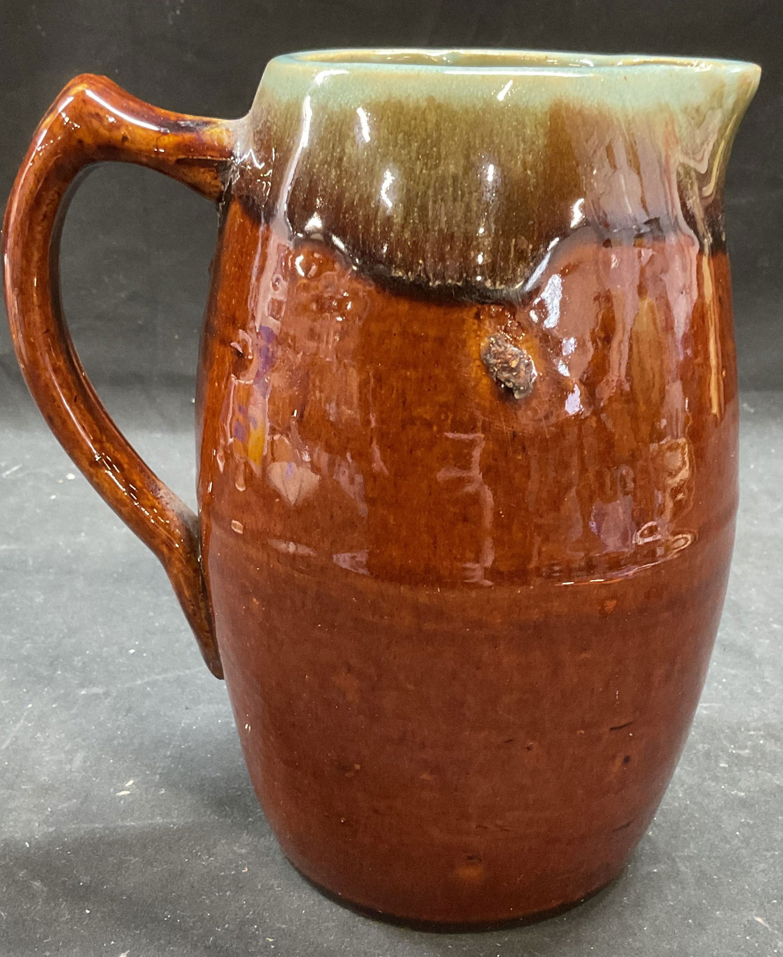 Vtg Brown Green Salt Glaze Ceramic Pitcher (1 of 6)