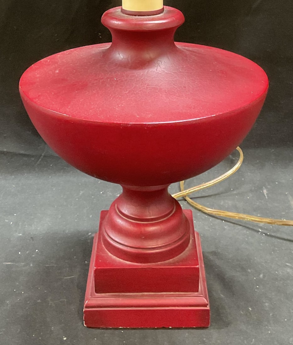 Red Pedestal Table Lamp & Shade (1 of 8)