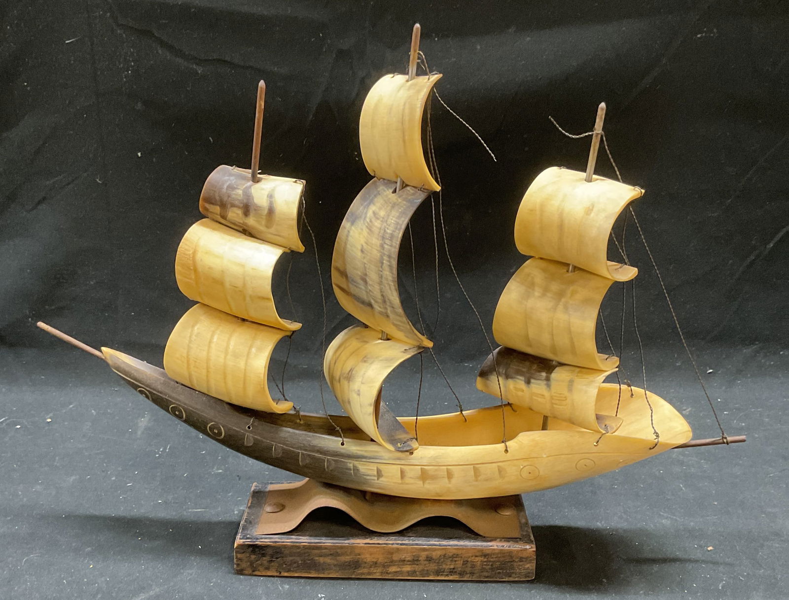 Vintage Carved Horn Sailing Ship Display (1 of 6)