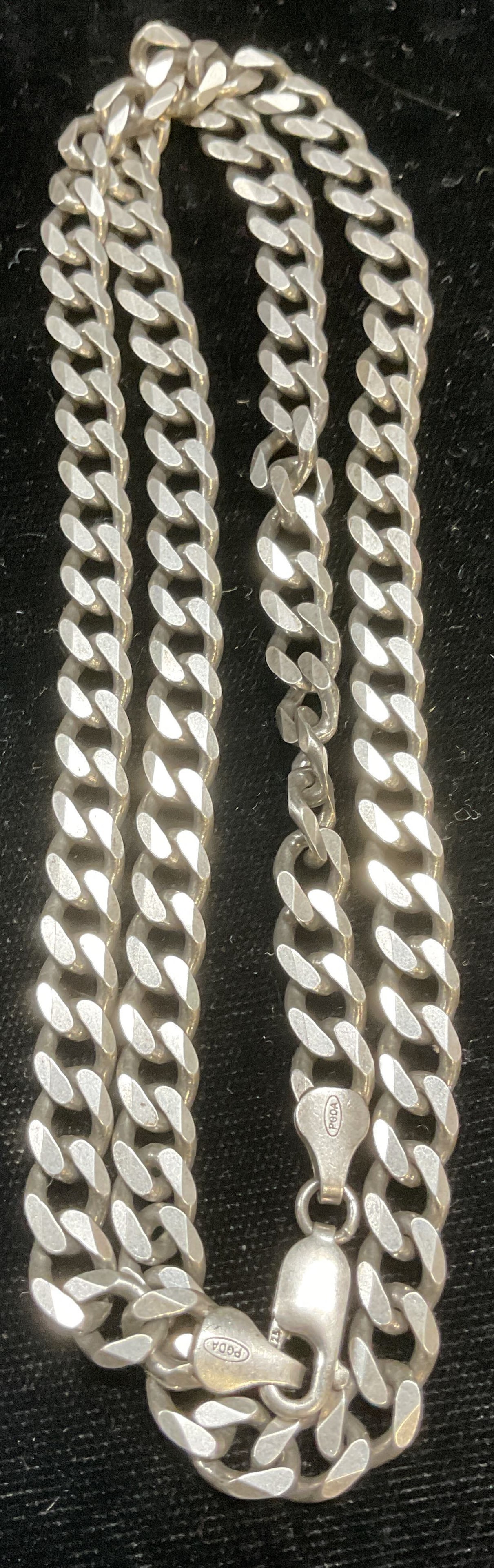 PODA Sterling Silver Chain Necklace, Italy 1.16ozt: Signed PODA sterling silver curb chain link necklace. Made in Italy. Marked sterling. Drop length approx 10.5 inches. Total weight 1.16 ozt. Some scratching. Jewelry, estate jewelry, fine jewelry, coc
