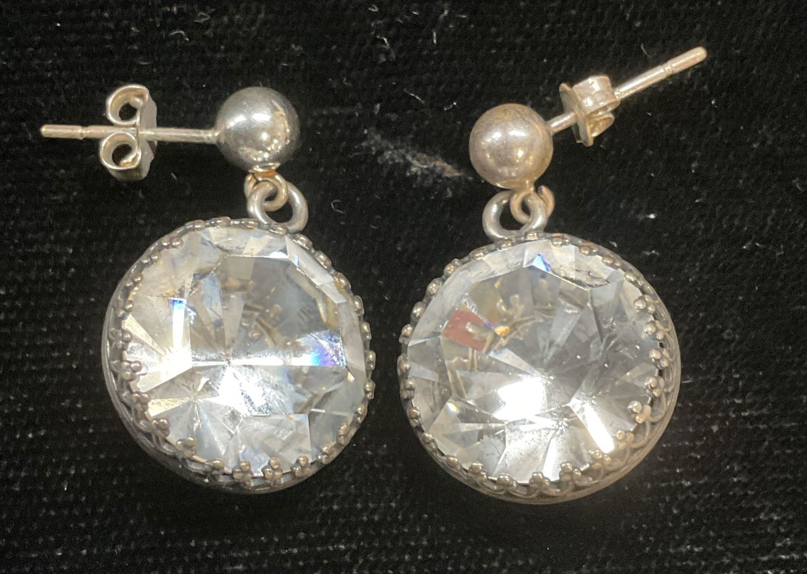JBB Silver Tone Crystal Dangle Earrings (1 of 6)