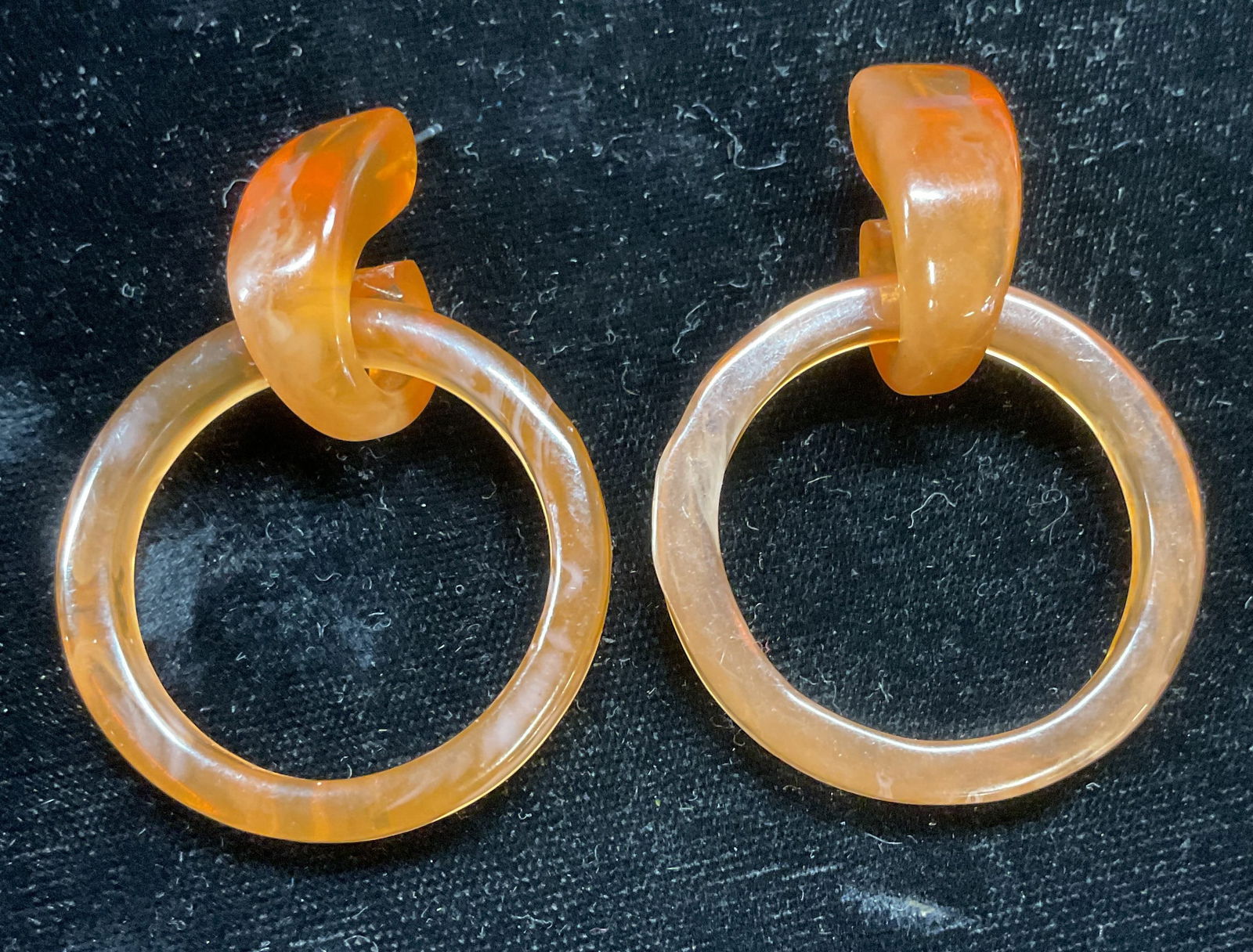 Amber Lucite Open Circle Dangle Earrings (1 of 6)