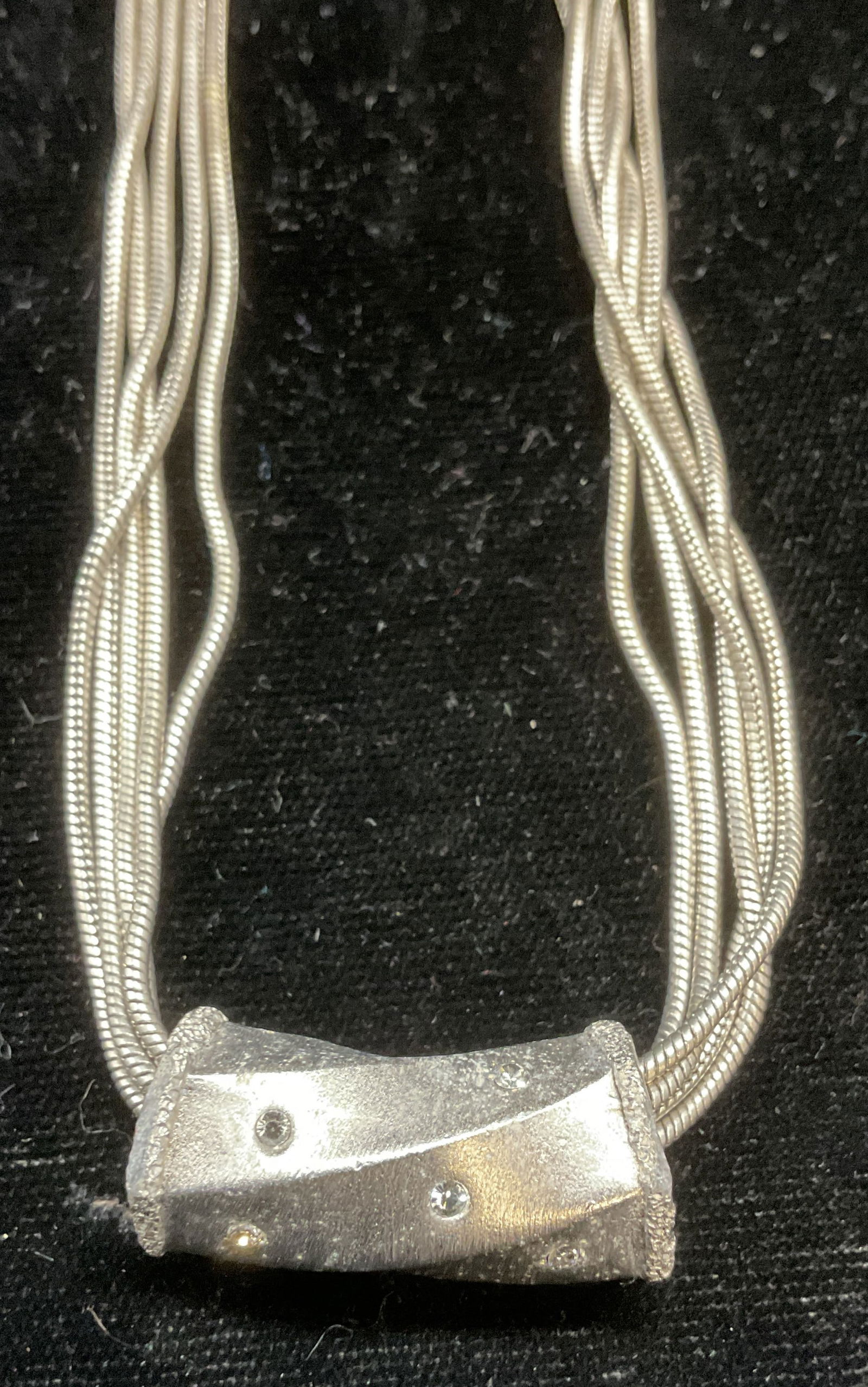 Signed Silver Tone Crystal Pendant Necklace (1 of 6)