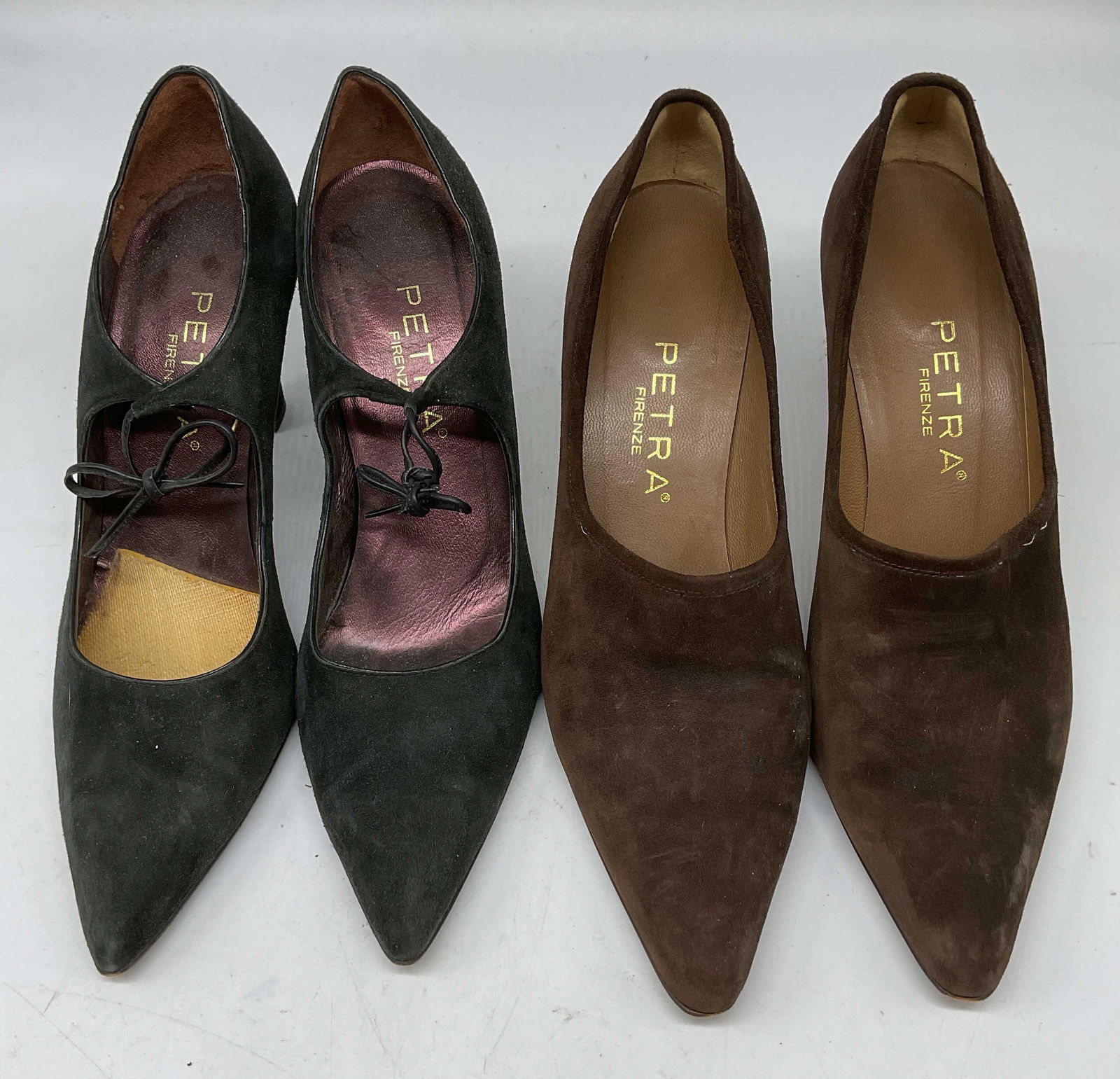 Lot 2 Petra Black & Brown Suede Heels, Italy (1 of 8)
