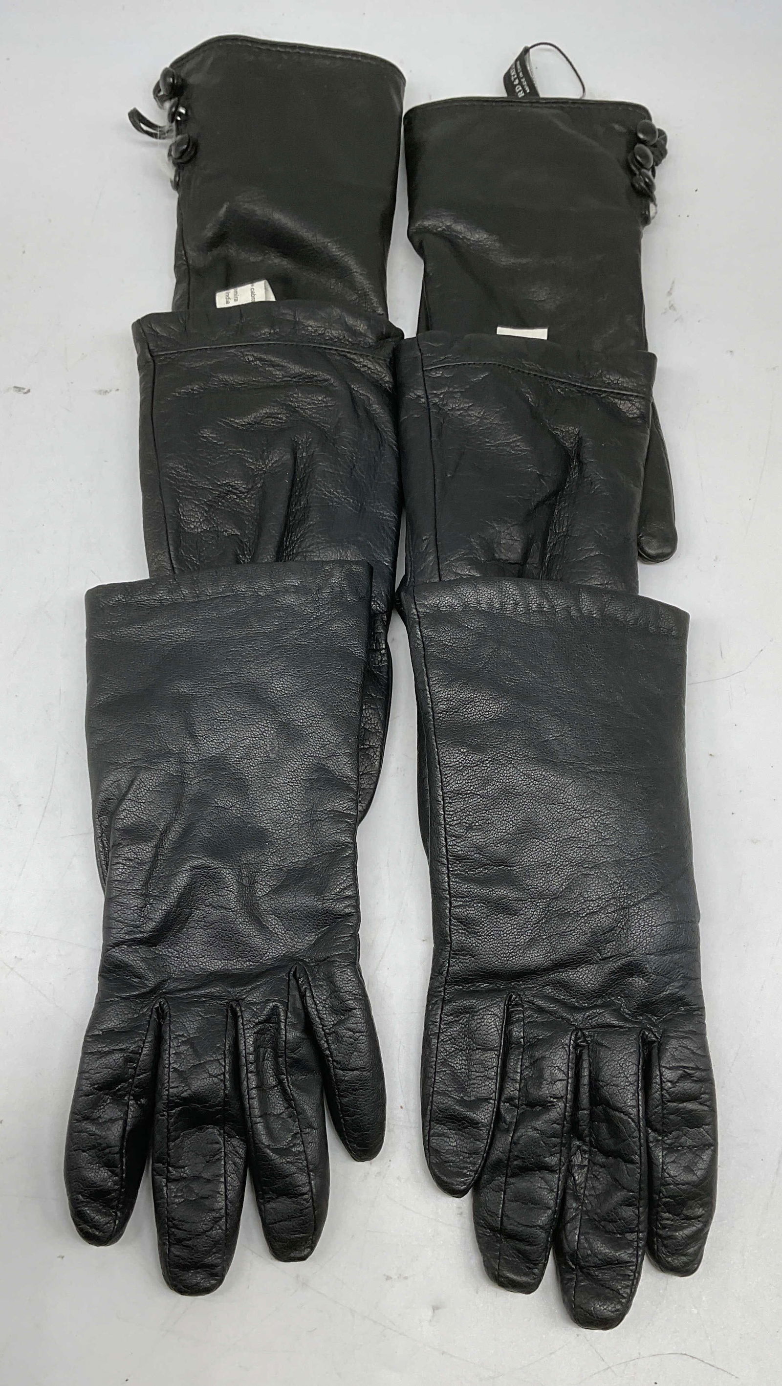 3 Lord & Taylor Black Leather Rabbit Fur Gloves+ (1 of 6)