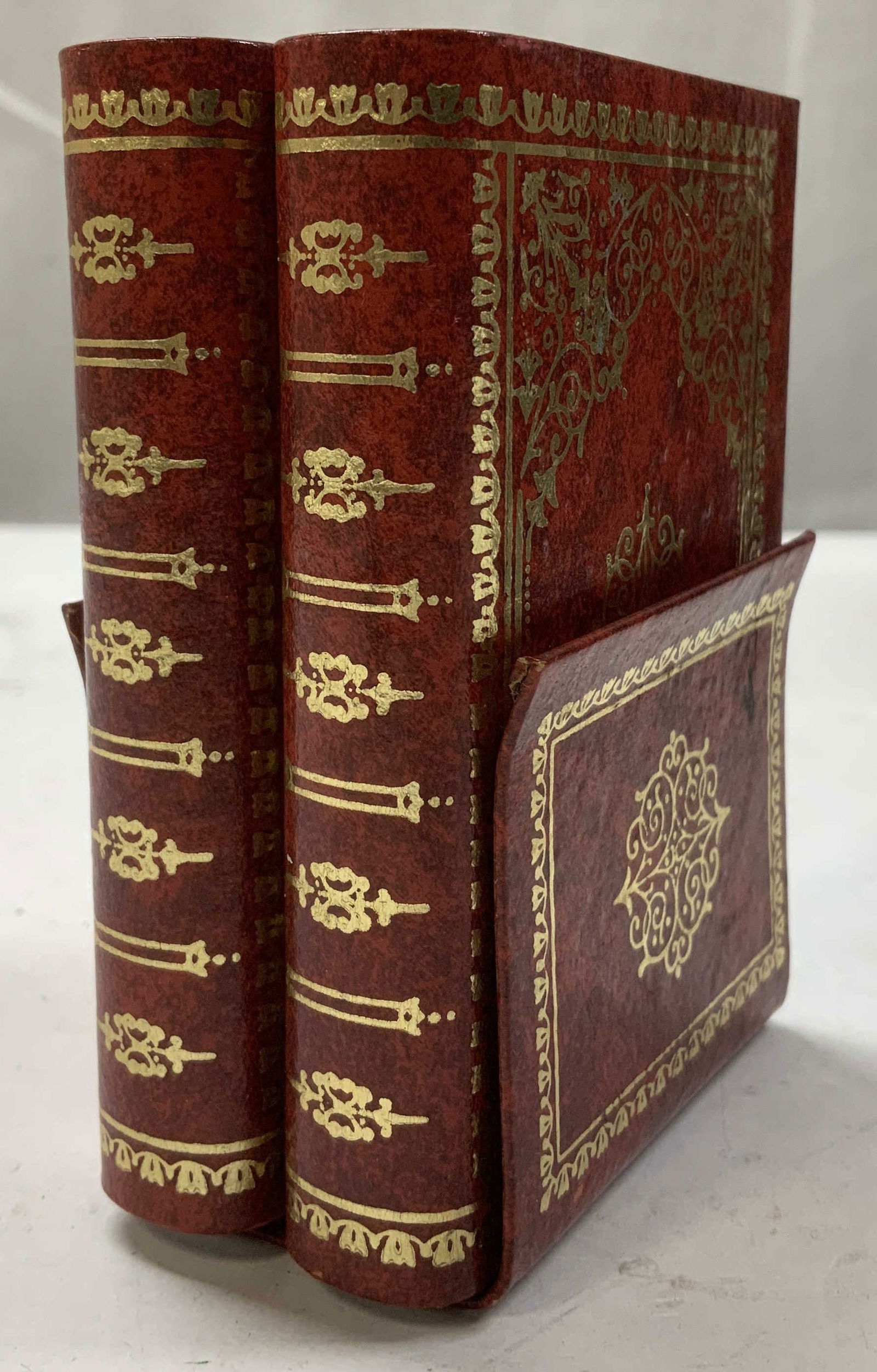 Vntg Gilt Leather Double Playing Card Case (1 of 6)