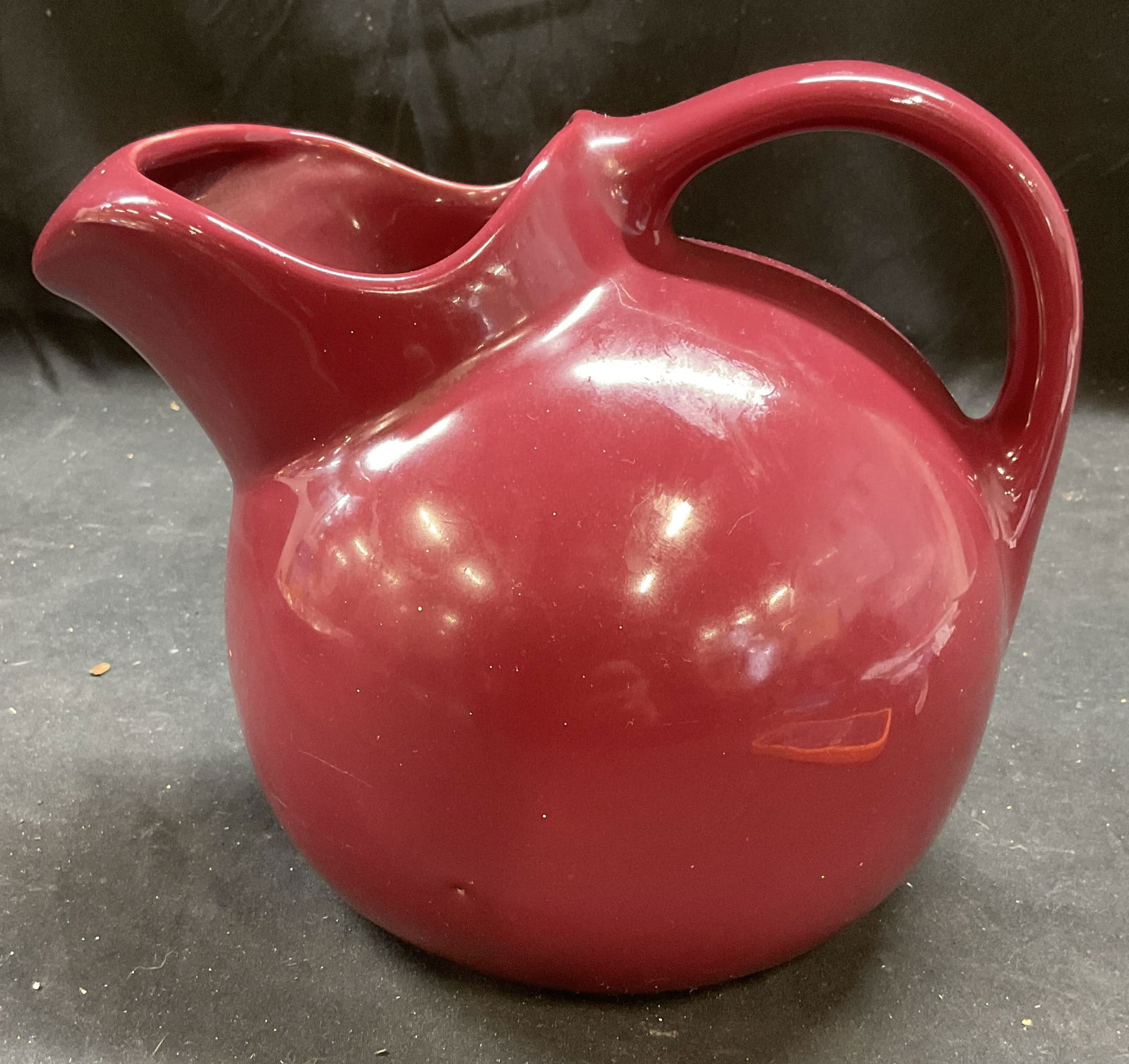 Signed Vintage Red Ceramic Ball Pitcher (1 of 6)