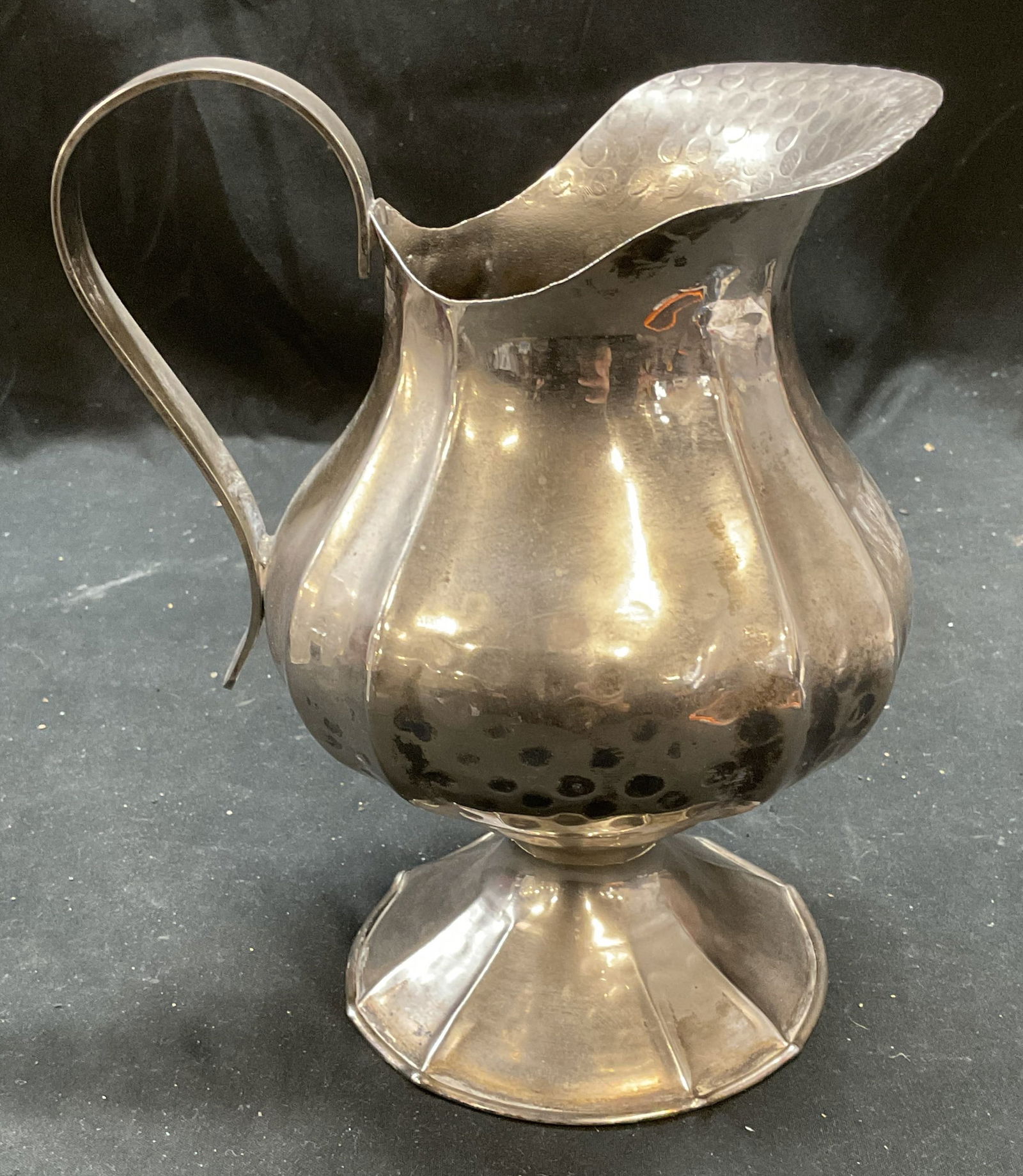 Vintage Hammered Silver Plated Footed Pitcher (1 of 6)