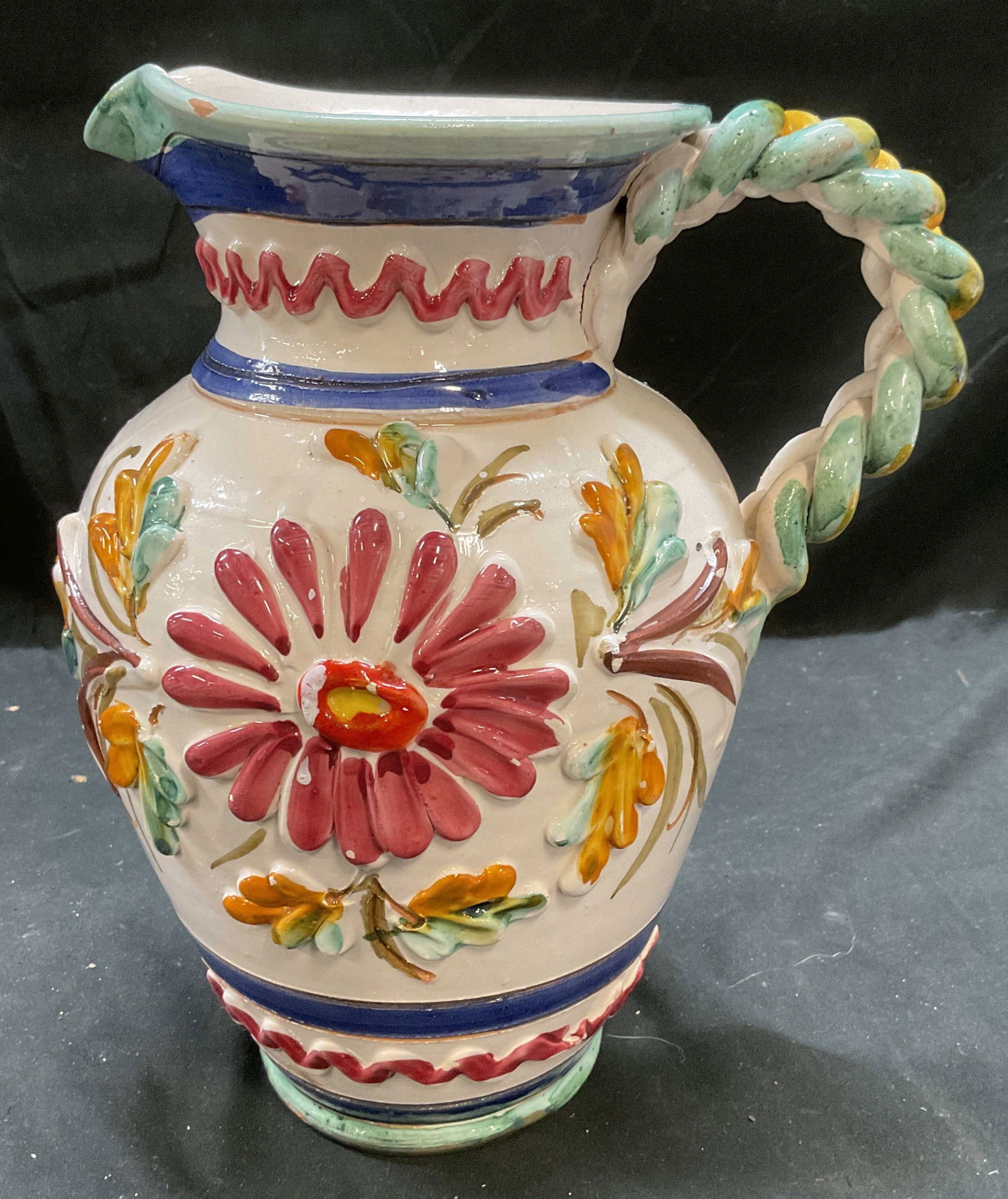 Vintage Handmade Floral Ceramic Pitcher (1 of 6)