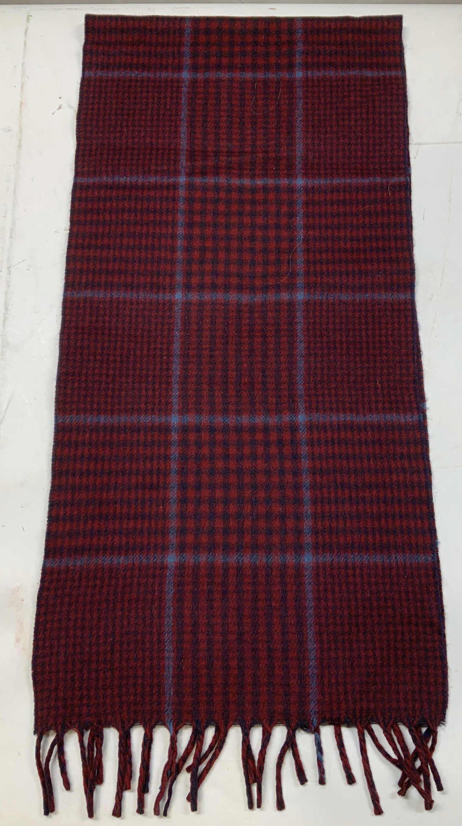 Red Plaid Fringed Wool Felt Scarf (1 of 6)