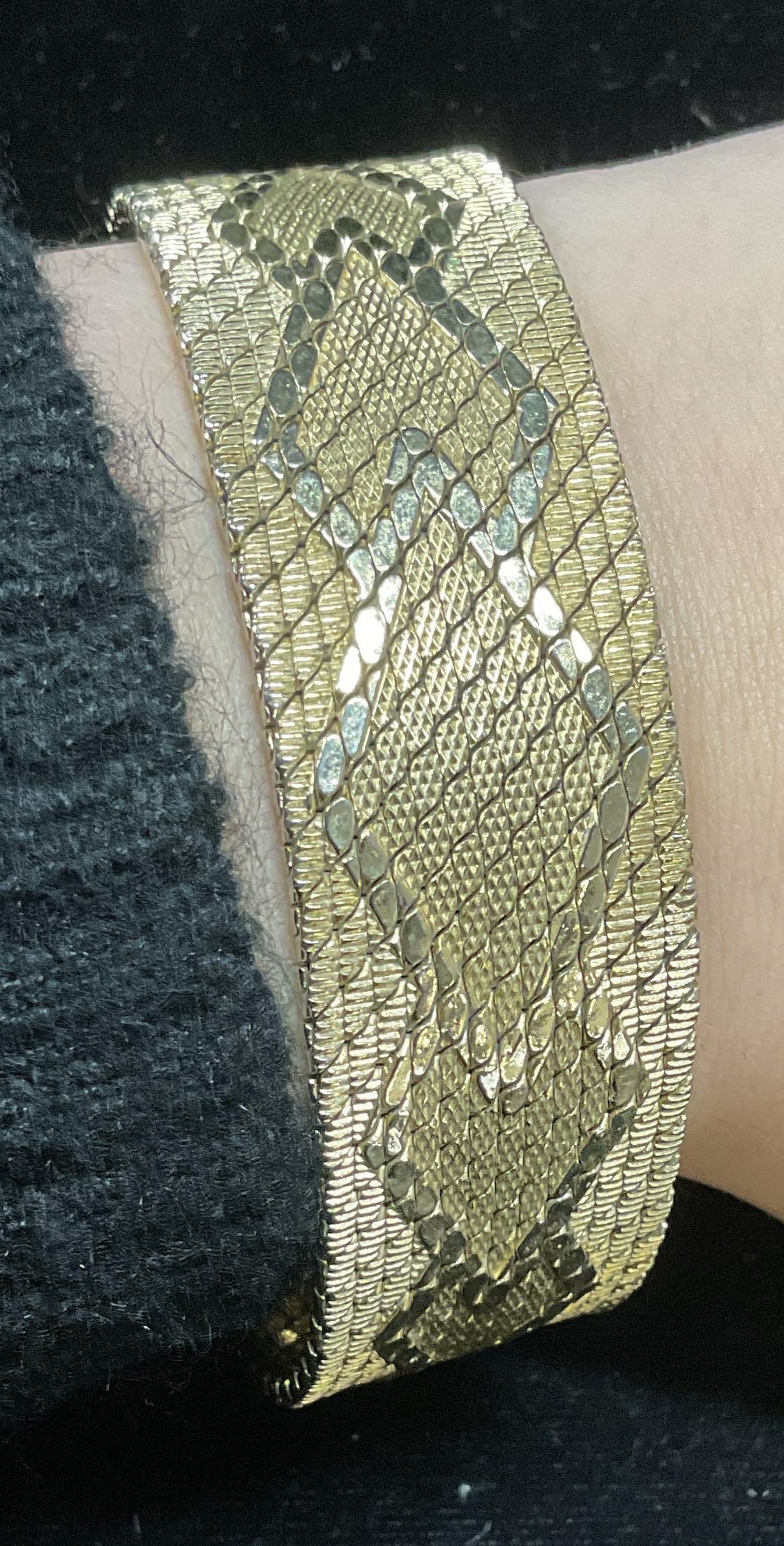 18k Gold Plated Mesh Chain Bracelet, Italy (1 of 6)