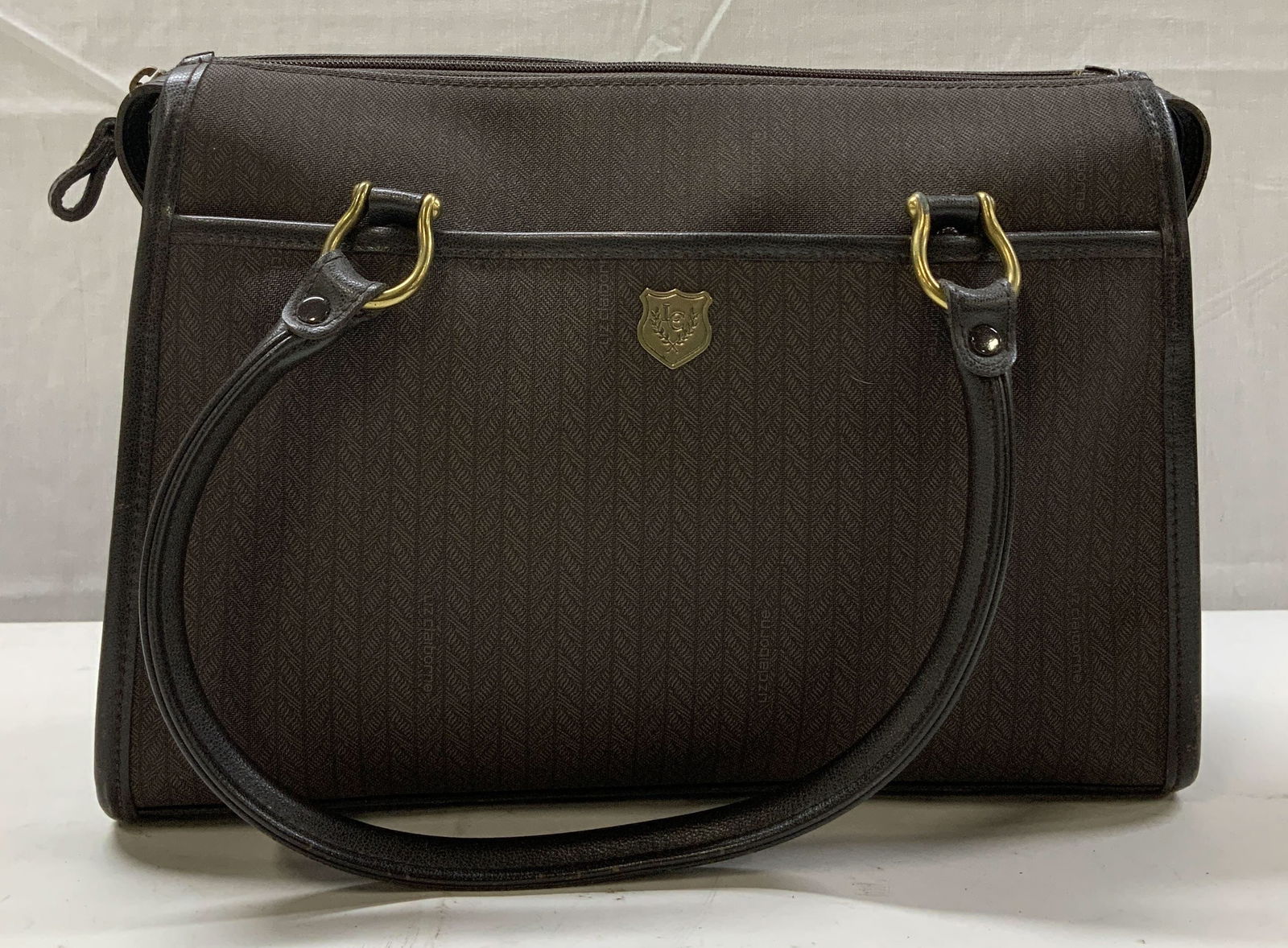 Liz Claiborne Brown Canvas & Leather Handbag (1 of 6)