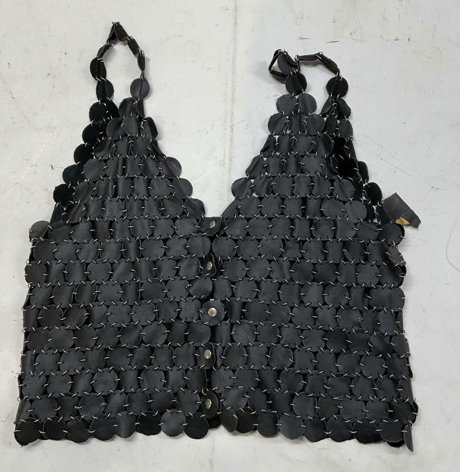 Leather Disc Chain Mail Sleeveless Top (1 of 5)