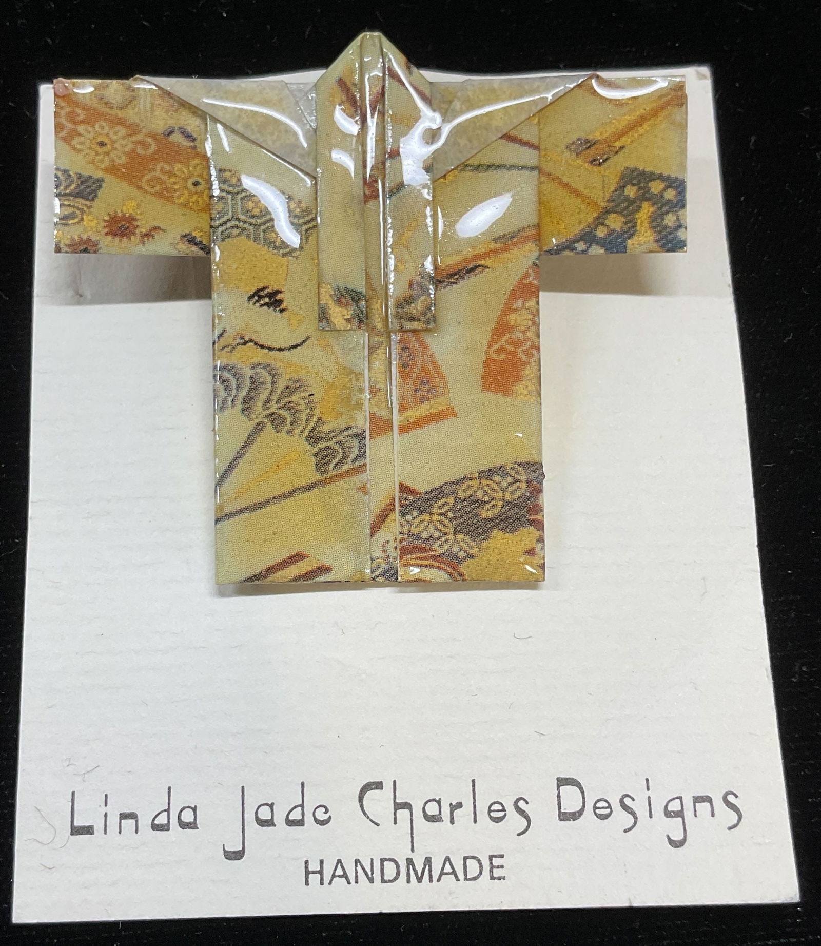 Linda Jade Charles Origami Kimono Brooch NWT 2in (1 of 6)