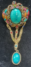 Gold Tone Lucite Crystal Statement Bracelet