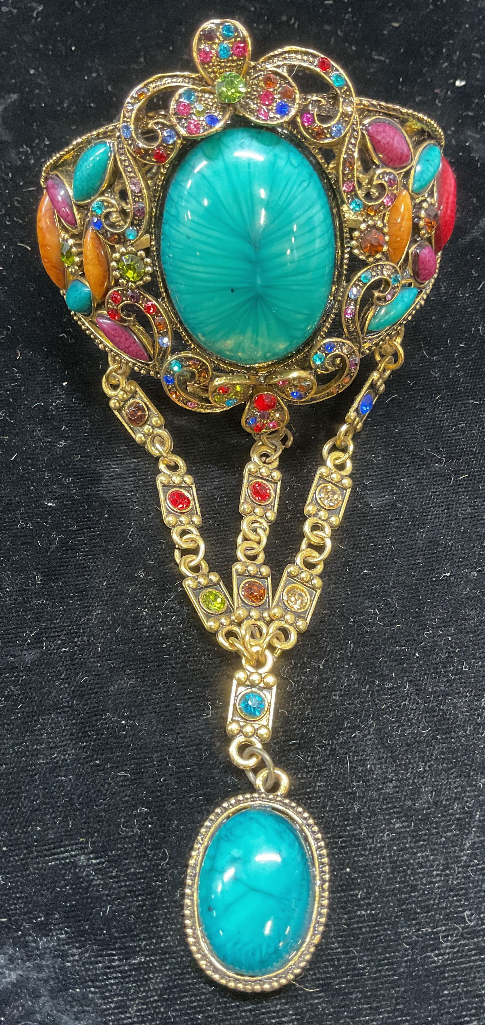 Gold Tone Lucite Crystal Statement Bracelet