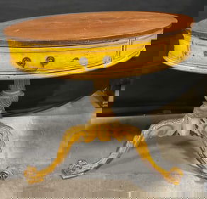 Vtg Imperial Yellow Mahogany Round Side Table