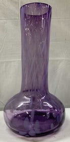 Hand Blown Purple Swirl Art Glass Vase