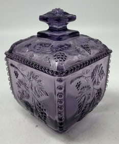 Amethyst Purple Square Lidded Candy Dish