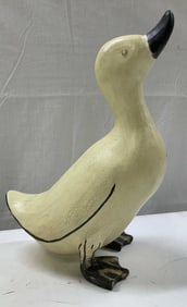 Hand Carved Wooden Duck Figurine 12in