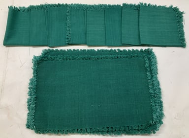 Set 16 Green Fringed Napkins & Placemats