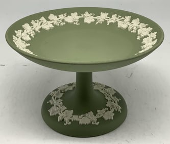 Wedgwood Green Jasperware Pedestal Dish ENGLAND