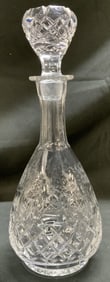 Cut Clear Crystal Etched Floral Decanter W Stopper